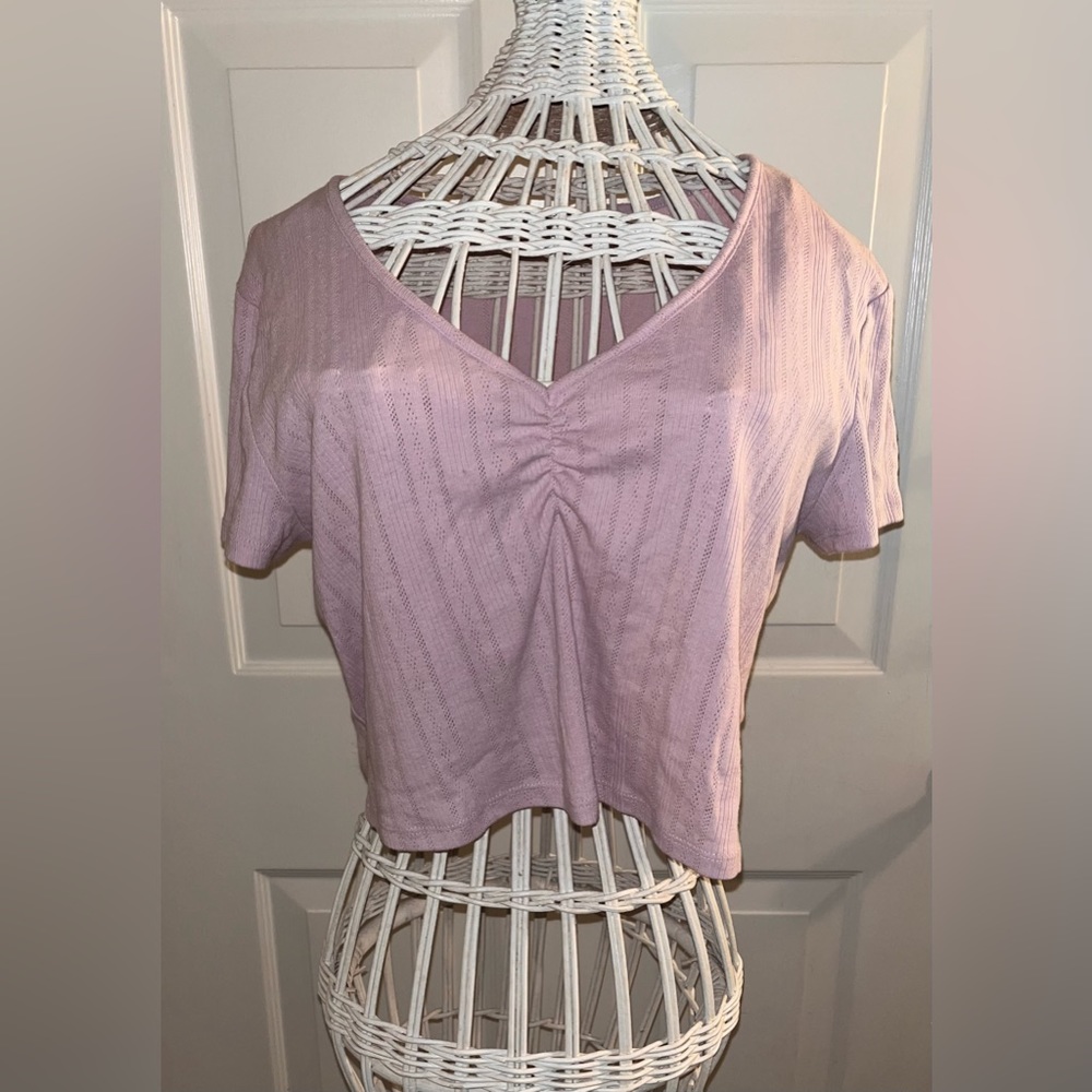 SO Light Purple V Neck Blouse - Picture 4 of 5